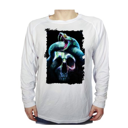 CAMISETA MANGA LARGA calavera serpiente  oscura gotico personalizada