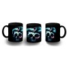 TAZA COMPLETAMENTE NEGRA calavera serpiente  oscura gotico personalizada