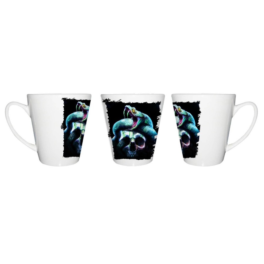 TAZA CÓNICA calavera serpiente  oscura gotico conica personalizada