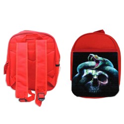 MOCHILA ROJA calavera serpiente  oscura gotico backpack rucksak