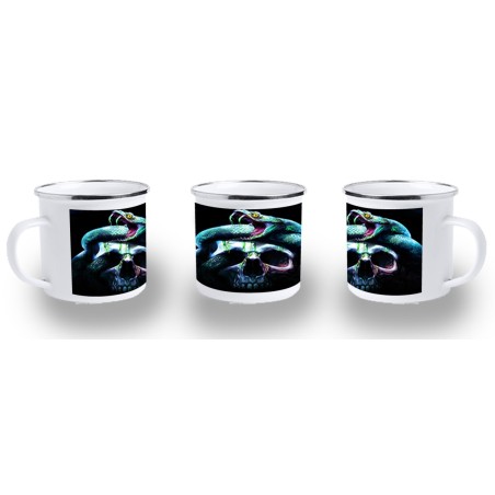 TAZA METALICA calavera serpiente  oscura gotico metal personalizada