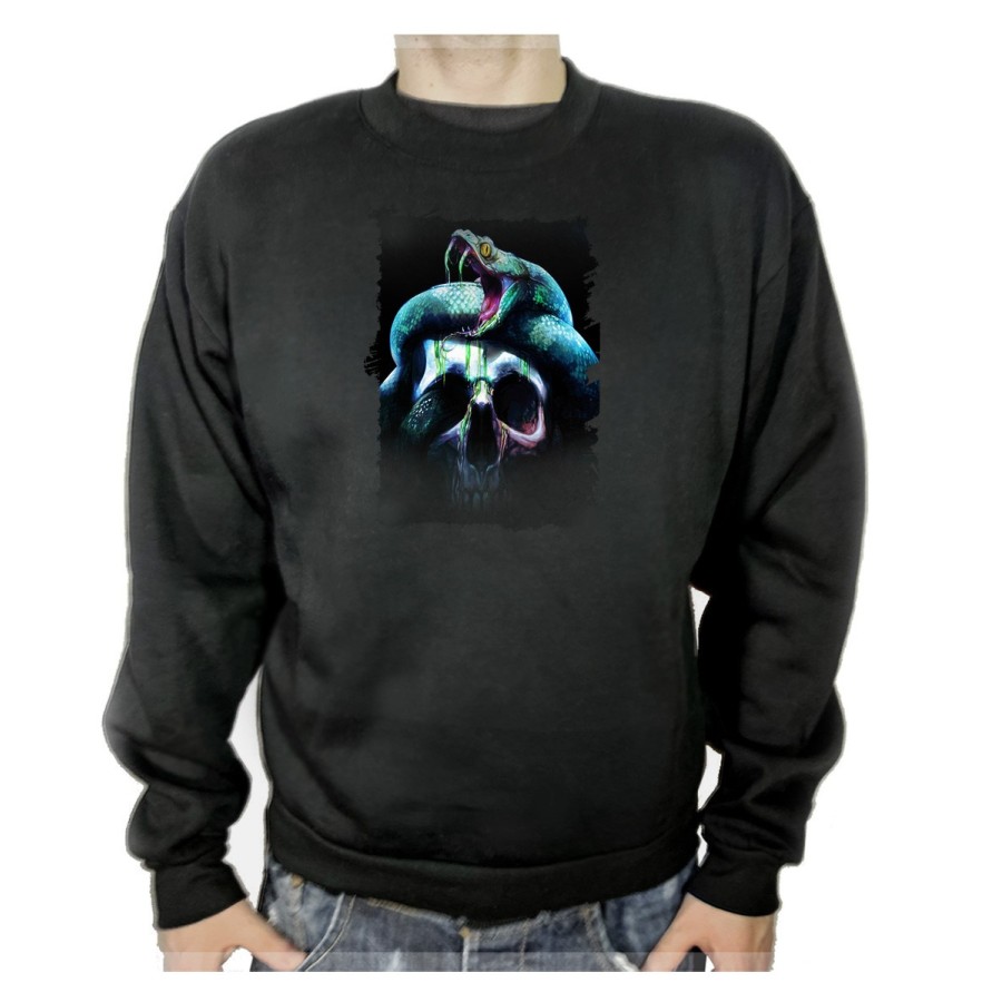 SUDADERA NEGRA calavera serpiente  oscura gotico adulto poliester algodón personalizada