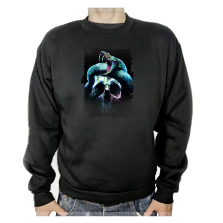 SUDADERA NEGRA calavera serpiente  oscura gotico adulto poliester algodón personalizada