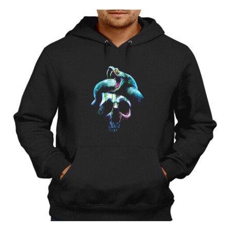 SUDADERA NEGRA CON CAPUCHA calavera serpiente  oscura gotico adulto poliester algodón personalizada