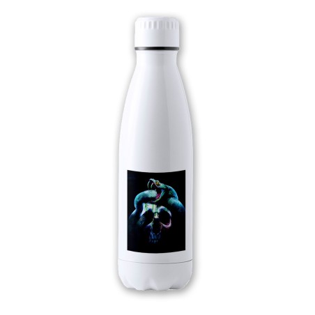 BIDON 700 ML ACERO INOXIDABLE calavera serpiente  oscura gotico tapon seguridad botella