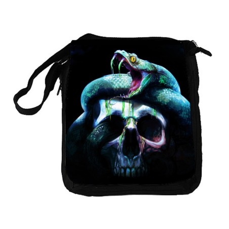 BANDOLERA REPORTERO MEDIANA BOLSO calavera serpiente  oscura gotico bolsa mochila hombro