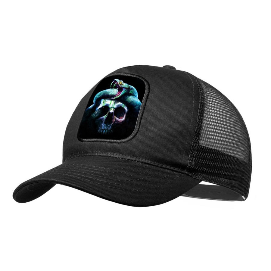 GORRA NEGRA CON REJILLA calavera serpiente  oscura gotico moda deporte