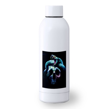 BIDON 500 ML ACERO INOXIDABLE calavera serpiente  oscura gotico deporte deportivo botella senderismo