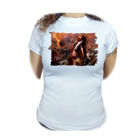 CAMISETA MUJER india lobos america aguila tribu nativo moda personalizada