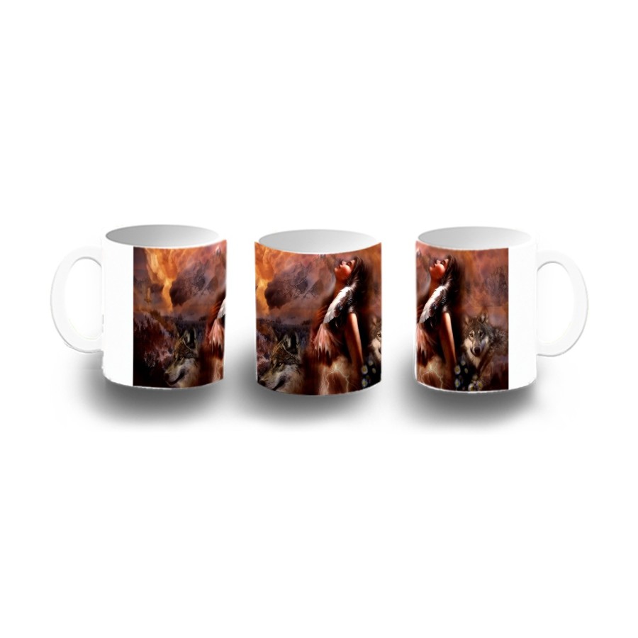 TAZA DE PLASTICO india lobos america aguila tribu nativo niños personalizada