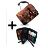 PACK MOCHILA Y ESTUCHE india lobos america aguila tribu nativo material escolar