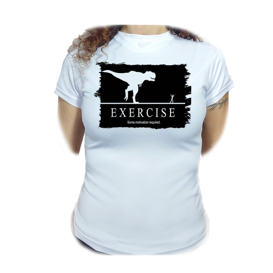 CAMISETA MUJER ejercicio motivacion tiranosaurio rex correr moda personalizada