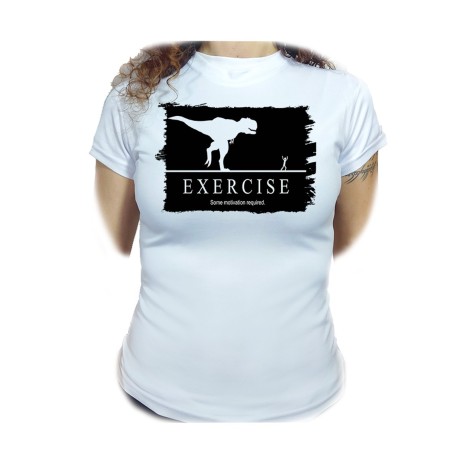 CAMISETA MUJER ejercicio motivacion tiranosaurio rex correr moda personalizada