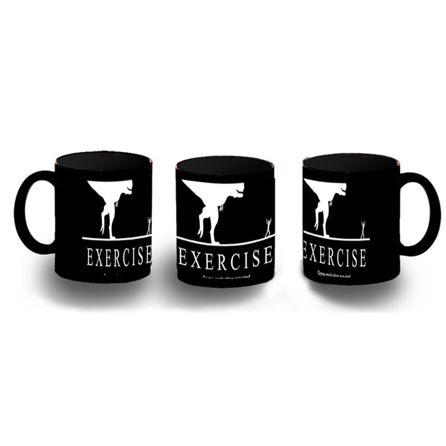 TAZA COMPLETAMENTE NEGRA ejercicio motivacion tiranosaurio rex correr personalizada