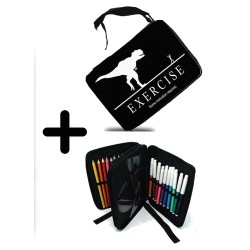 PACK MOCHILA Y ESTUCHE ejercicio motivacion tiranosaurio rex correr material escolar