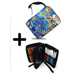 PACK MOCHILA Y ESTUCHE cartel helados frigo retro ochentero egb  material escolar