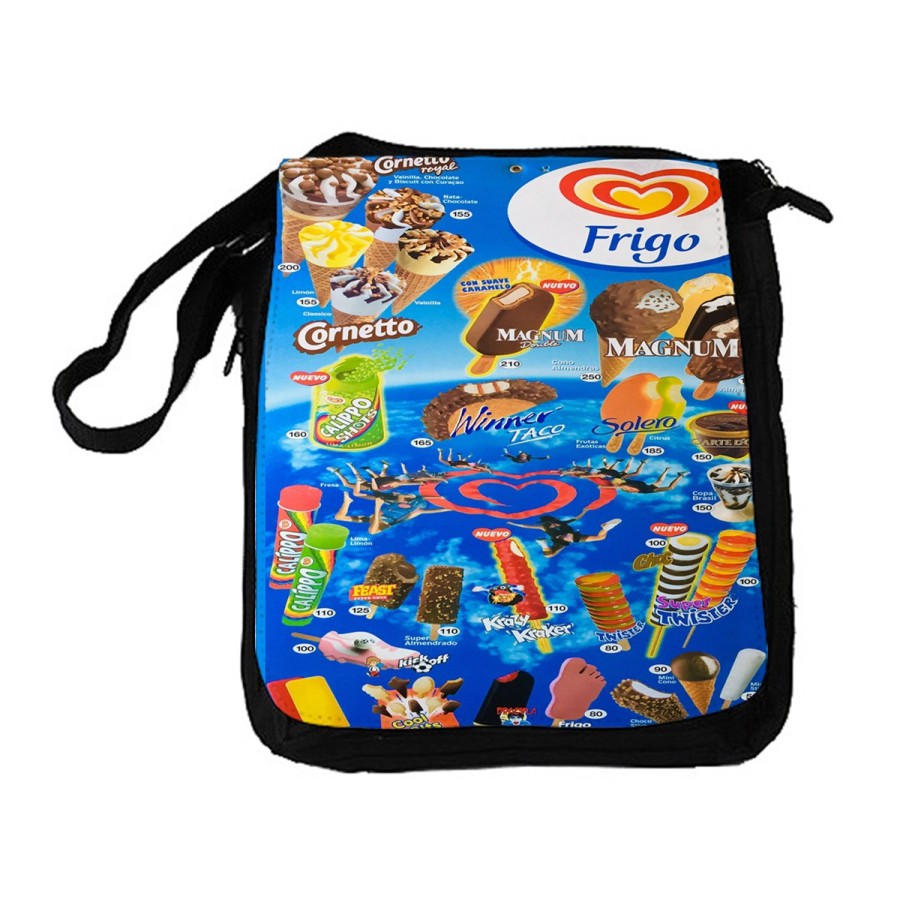 BANDOLERA REPORTERO MEDIANA BOLSO cartel helados frigo retro ochentero egb  bolsa mochila hombro