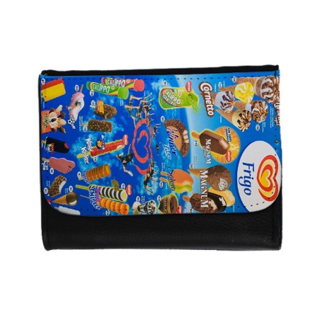 BILLETERA BILLETERO cartel helados frigo retro ochentero egb  unisex negro monedero