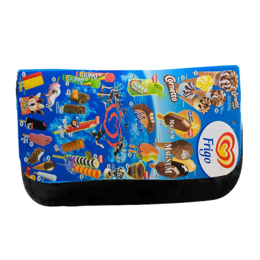 ESTUCHE NECESER DE LONA cartel helados frigo retro ochentero egb  unisex negro monedero billetera