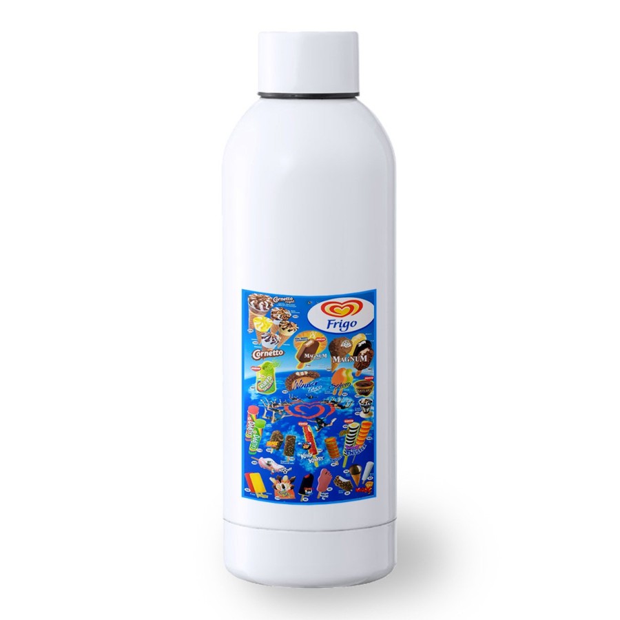 BIDON 500 ML ACERO INOXIDABLE cartel helados frigo retro ochentero egb  deporte deportivo botella senderismo