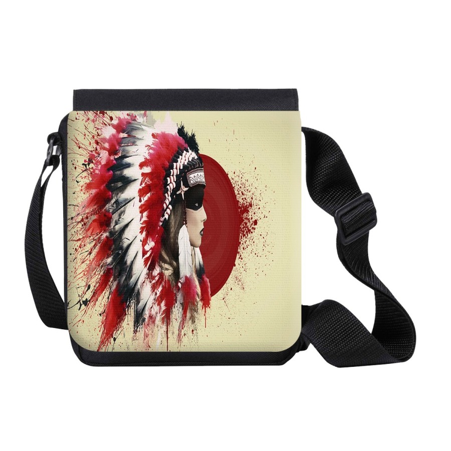 BANDOLERA PEQUEÑA indio tribal plumas nativo americano bolso personalizada