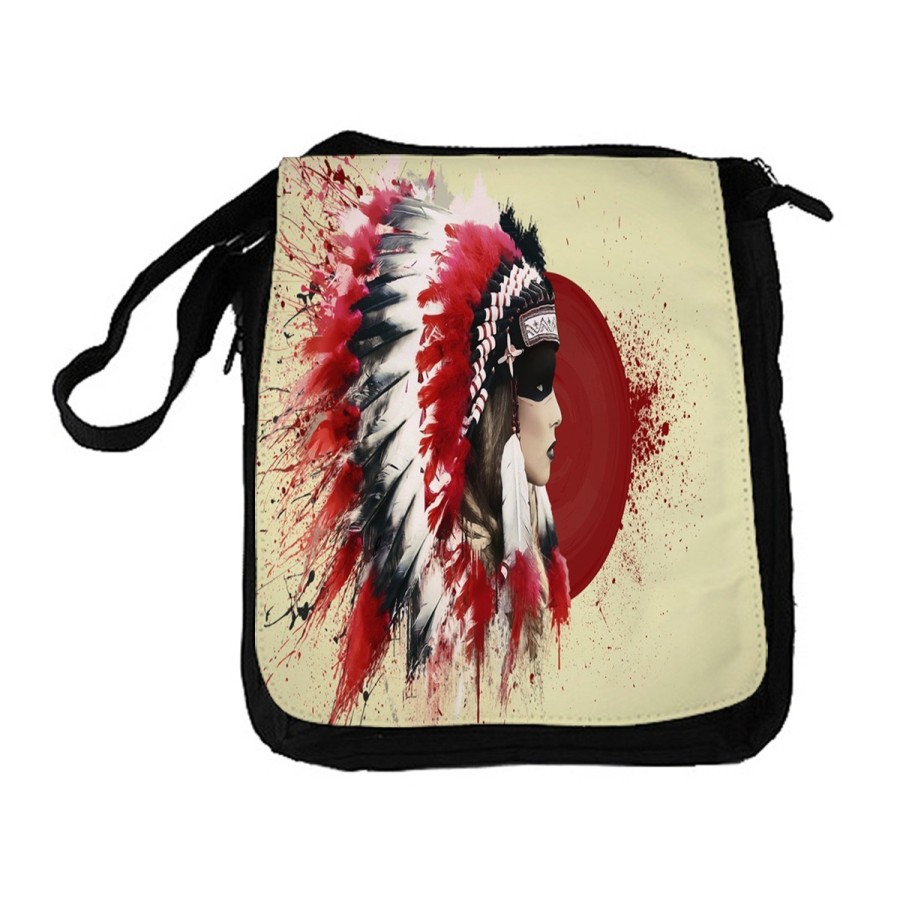 BANDOLERA REPORTERO MEDIANA BOLSO indio tribal plumas nativo americano bolsa mochila hombro