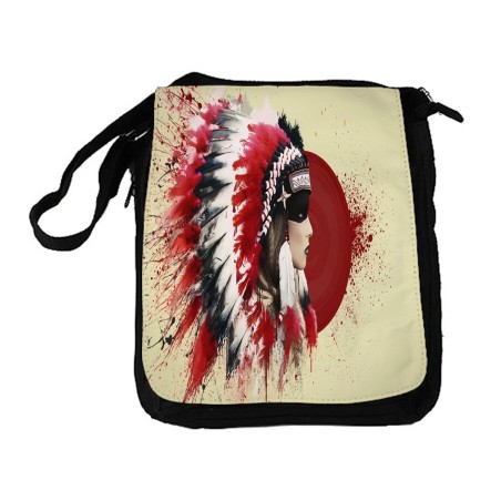 BANDOLERA REPORTERO MEDIANA BOLSO indio tribal plumas nativo americano bolsa mochila hombro