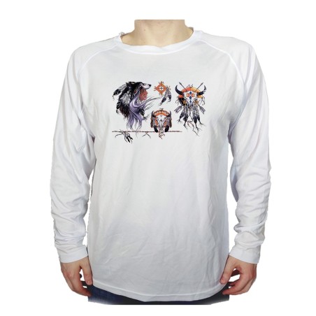 CAMISETA MANGA LARGA indio nativo americano tribal cuernos personalizada