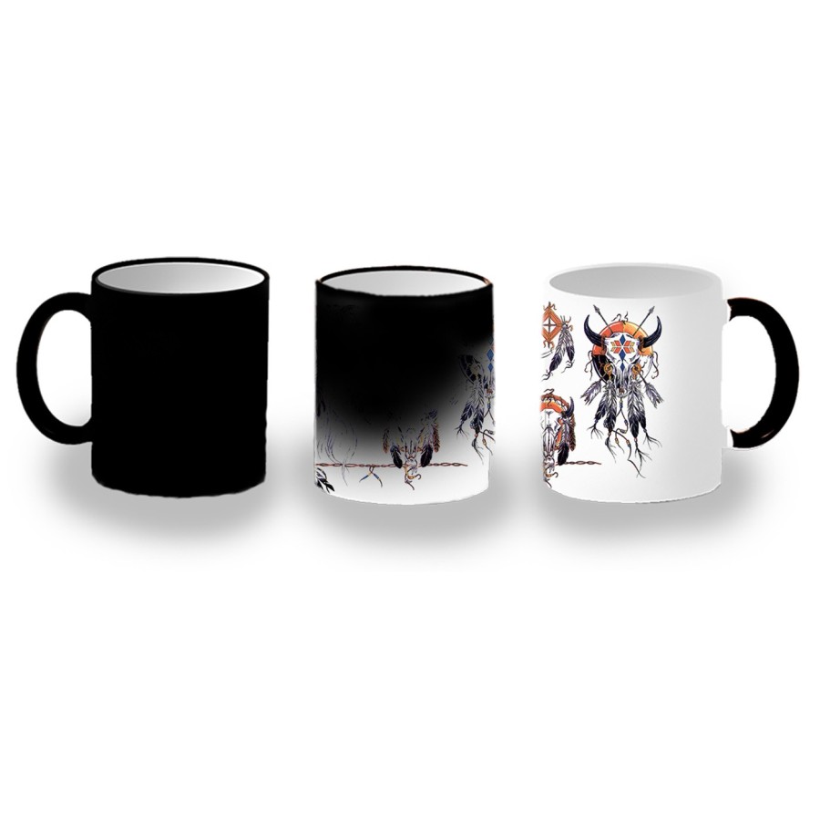 TAZA MÁGICA indio nativo americano tribal cuernos personalizada