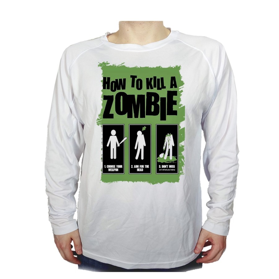 CAMISETA MANGA LARGA como matar a un zombie  muertos personalizada