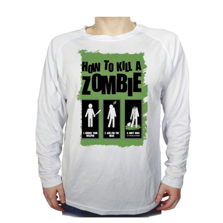 CAMISETA MANGA LARGA como matar a un zombie  muertos personalizada