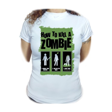 CAMISETA MUJER como matar a un zombie  muertos moda personalizada