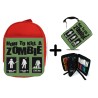 PACK MOCHILA ROJA Y ESTUCHE como matar a un zombie  muertos material escolar