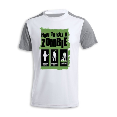 CAMISETA DISEÑO BICOLOR como matar a un zombie  muertos personalizada