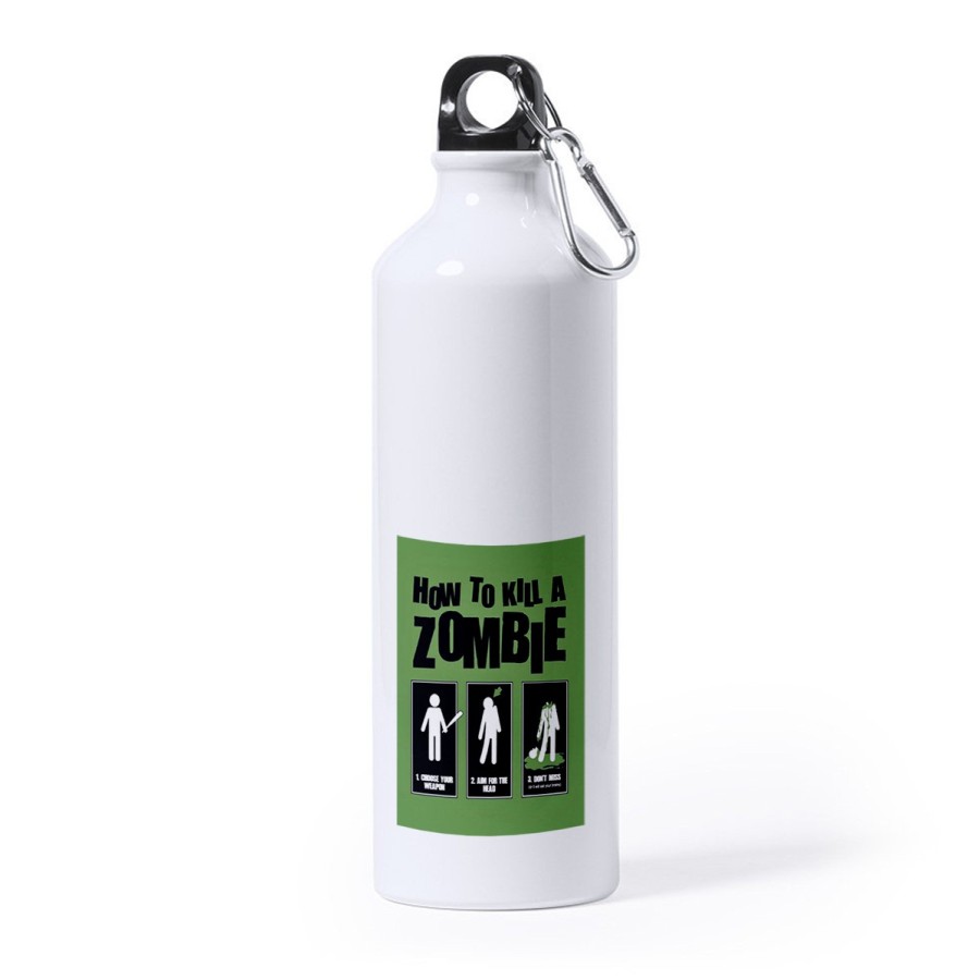 BIDON GRANDE 800 ML ACERO INOXIDABLE como matar a un zombie  muertos deporte deportivo mosqueton botella