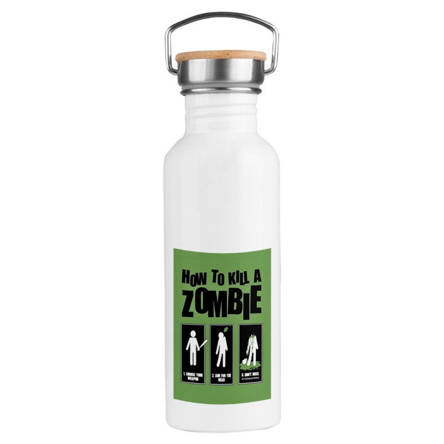 BIDON 750 ML ACERO INOXIDABLE ESTILO RETRO como matar a un zombie  muertos deporte deportivo botella