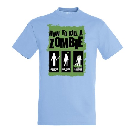CAMISETA AZUL CIELO como matar a un zombie muertos moda verano personalizada