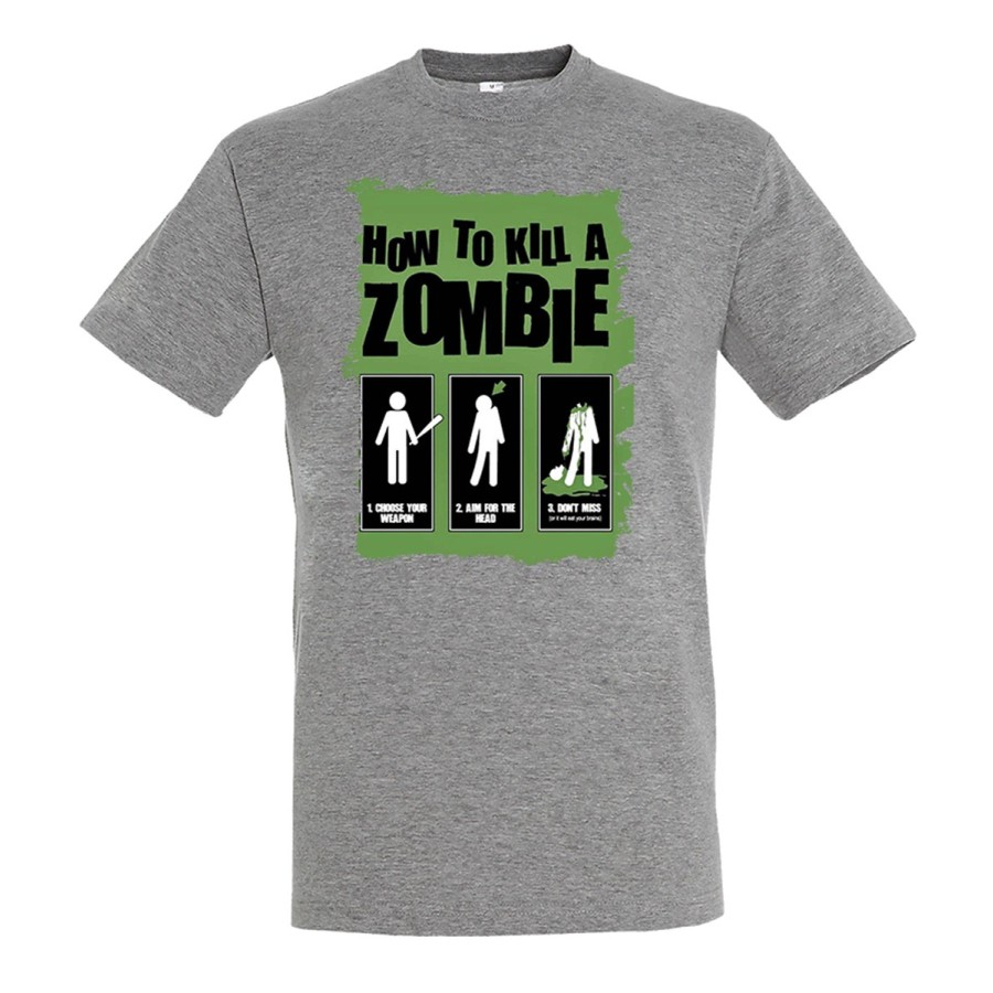 CAMISETA GRIS MEZCLA como matar a un zombie  muertos moda verano personalizada