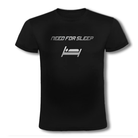 CAMISETA NEGRA need for sleep dormir pereza perezoso moda verano personalizada