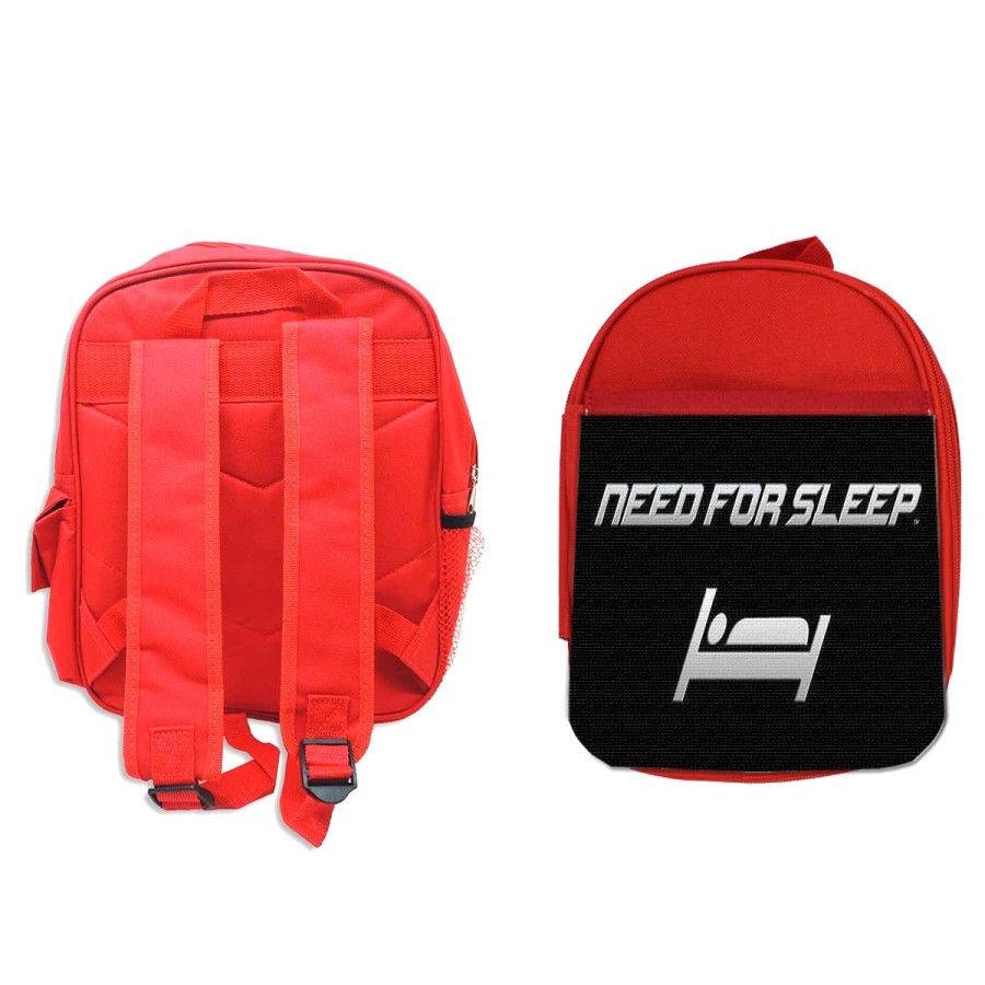 PACK MOCHILA ROJA Y ESTUCHE need for sleep dormir pereza perezoso material escolar