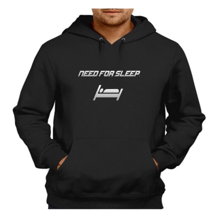 SUDADERA NEGRA CON CAPUCHA need for sleep dormir pereza perezoso adulto poliester algodón personalizada