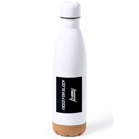 BIDON 750 ML ACERO INOXIDABLE ADORNO DE CORCHO need for sleep dormir pereza perezoso tapon botella
