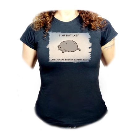 CAMISETA NEGRA MUJER not lazy dormilon perezoso modo ahorro oferta personalizada