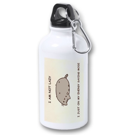 BIDON 400ML METALICO not lazy dormilon perezoso modo ahorro para viaje y deporte