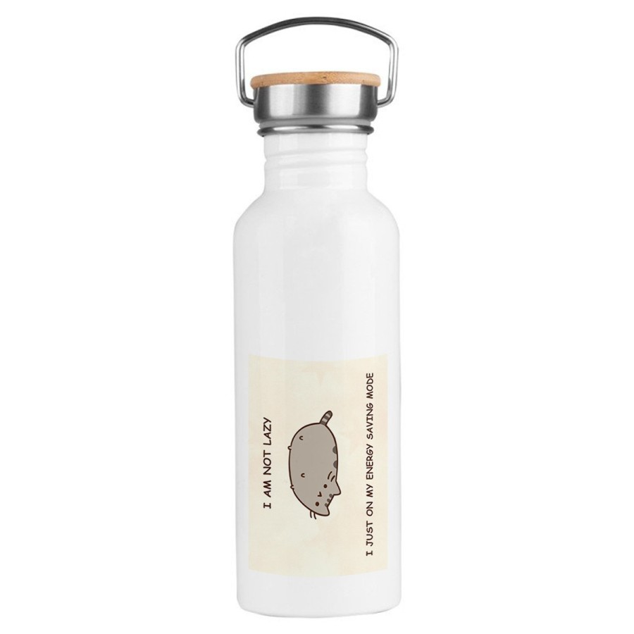BIDON 750 ML ACERO INOXIDABLE ESTILO RETRO not lazy dormilon perezoso modo ahorro deporte deportivo botella