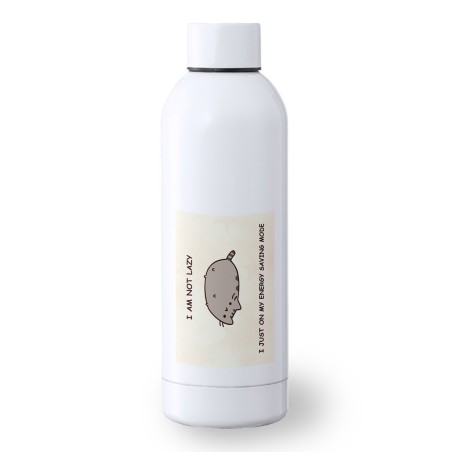 BIDON 500 ML ACERO INOXIDABLE not lazy dormilon perezoso modo ahorro deporte deportivo botella senderismo