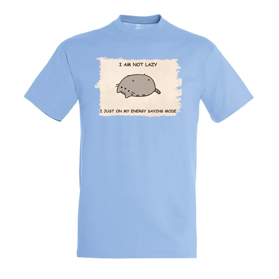 CAMISETA AZUL CIELO not lazy dormilon perezoso modo ahorro moda verano personalizada