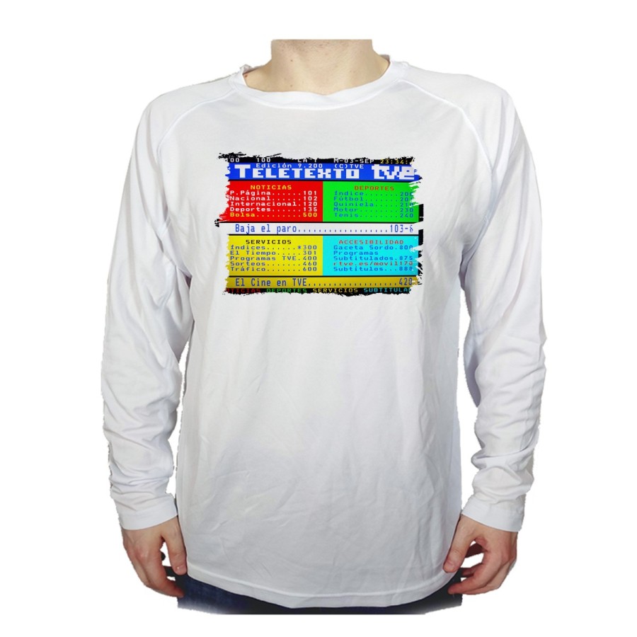 CAMISETA MANGA LARGA television tv antigua teletexto retro personalizada