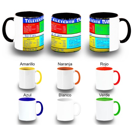 TAZA COLORES television tv antigua teletexto retro color personalizada