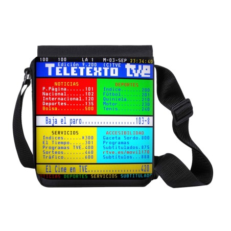 BANDOLERA PEQUEÑA television tv antigua teletexto retro bolso personalizada